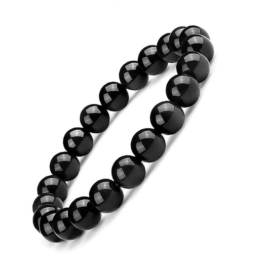 Black Tourmaline Bracelet 10MM | 3A Grade Natural Chakra Crystal Jewelry | Birthstone of October, Fit 7.5" Wrist Size, Bring Luck, Peace & Love, Feng Shui choice for Friends Familys