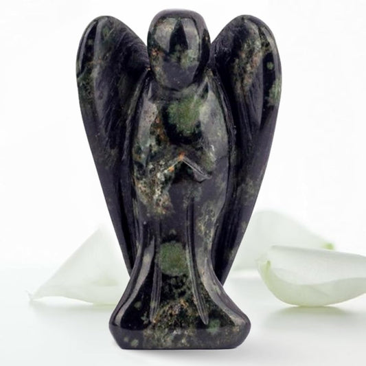 Earth Therapy Pocket Guardian Angel with Serenity Prayer Card - Polar Jade Natural Crystal Healing Stone Figurine - Gift for Yourselves and Your Loved Ones……