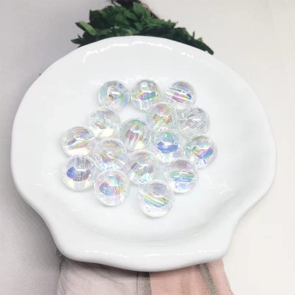 300 Pcs 8mm Acrylic Round Beads AB Colors Round Spacer Beads for Earring Bracelet Necklace Key Chains Jewelry DIY Craft Making(Clear AB)