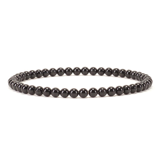 Cherry Tree Collection - Small, Medium, Large Sizes - Gemstone Beaded Bracelets For Women and Men - 4mm Round Beads (Black Tourmaline, Medium)
