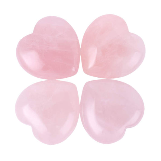 Loveliome 4 Pcs Natural Rose Quartz Love Heart Palm Stone Reiki Balancing Worry Stone(1 Inch)