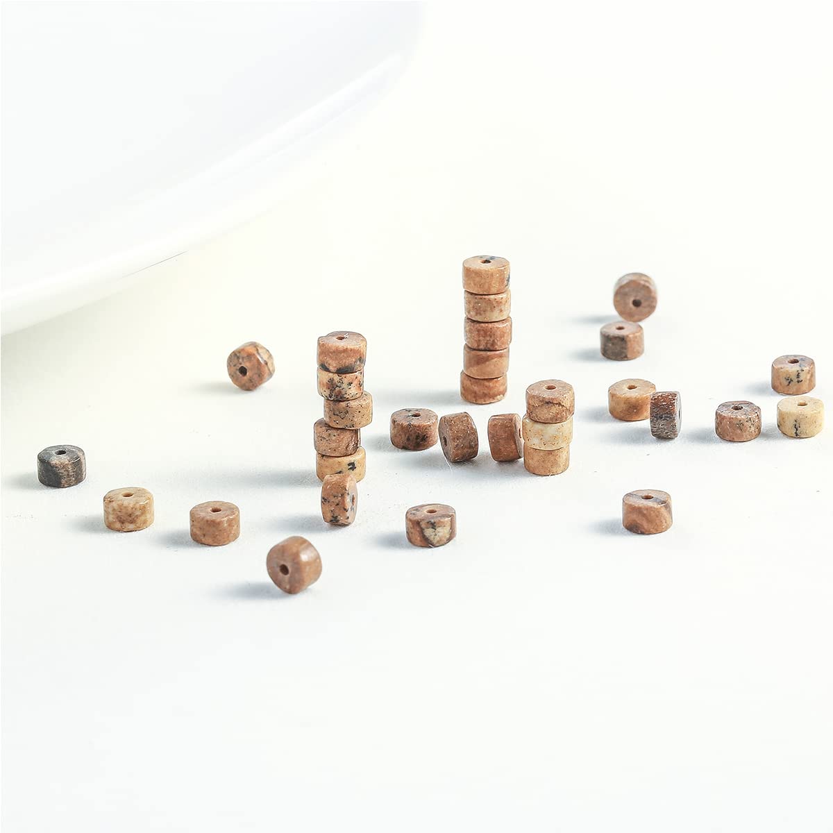 Natural Blown Picture Stone Spacer Beads 4x2mm 38cm/str Flat Round Loose Semi Gemstone Caps for Making Bracelets Necklace