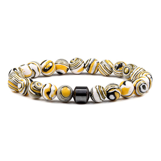 Soyzvteo Chakra Bracelets Crystals Yoga Beads Stretch Bracelet Adjustable Natural Gemstones Beads Bracelet Handmade Gemstones Braided Elastic Bracelets Meditation Spiritual Gifts-Yellow Malachite