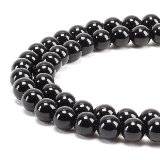 Cherry Tree Collection | 100PCS 6mm Black Obsidian Gemstone Round Beads for Jewelry Making | Includes Storage Box, Elastic String, and Needles