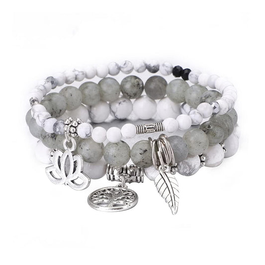 UEUC Tree of Life Yoga Healing Stone Bracelets,Multilayer Lotus Chakra Stone Reiki Bracelet Sets,Anxiety Crystal Natural Stone,for Women Stress Relief(#173)