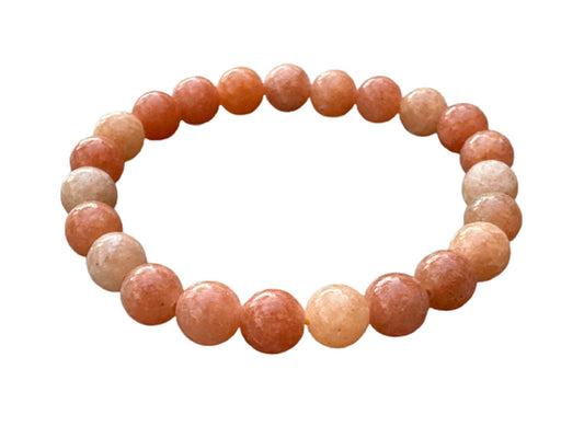 GAF TREASURES Peach Calcite Crystal Bead Bracelet 8mm, Genuine Peach Calcite Stretch Gemstone Bracelet, Healing Crystal Bracelet, Gift for Men & Women (1)