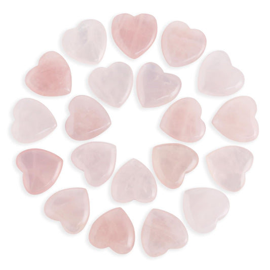Namzi 20 Packs of Tumbled Polished Natural Rose Quartz Heart Stones, Crystals and Healing Stones Quartz Bulk for Wicca, Reiki, Healing Energy, Chakra Stones, Witchcraft Supplies