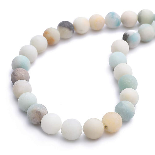 BEADIA Natural Matte Amazonite Jade Stone Round Loose Semi Gemstone Beads for Jewelry Making 6MM 61PCS