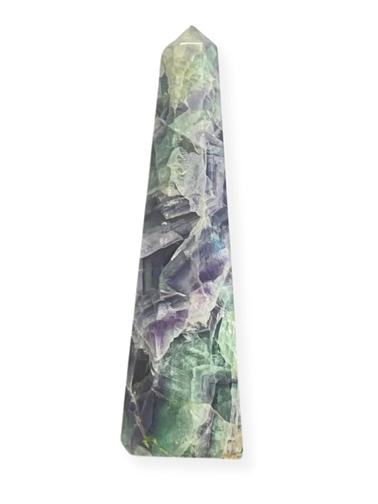 WholesaleGemShop 3 Inch (70 mm) Gemstones Multi Fluorite Obelisk Tower Jumbo Facet Aura Rock Crystal Natural Polished Earth Wand Spirit