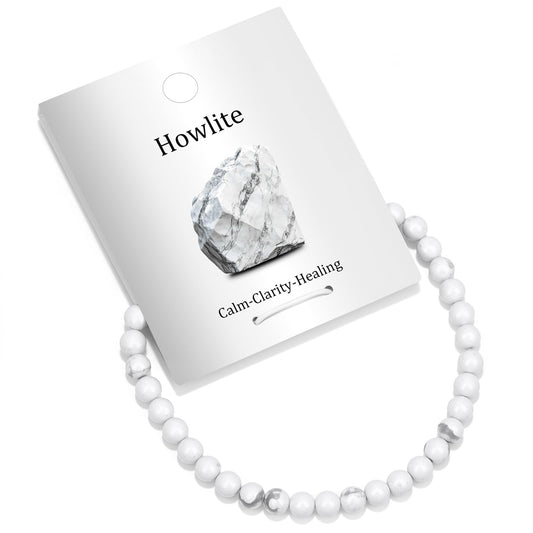 Vinswet Healing Crystal Bracelets for Women Men 4mm Howlite Natural Stone Beaded Stretch Bracelet Handmade Gemstone Reiki Spiritual Jewelry Gifts