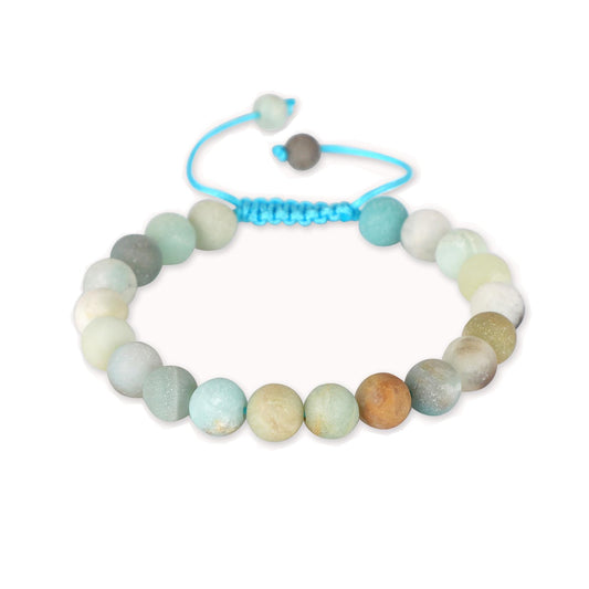 AD Beads Natural 8mm Gemstone Bracelets Healing Power Crystal Macrame Adjustable 7-9 Inch (Matte Multicolor Amazonite)