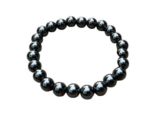 GAF TREASURES Hematite Crystal Bead Bracelet 8mm, Genuine Hematite Stretch Gemstone Bracelet, Healing Crystal Bracelet, Gift for Men & Women (1)