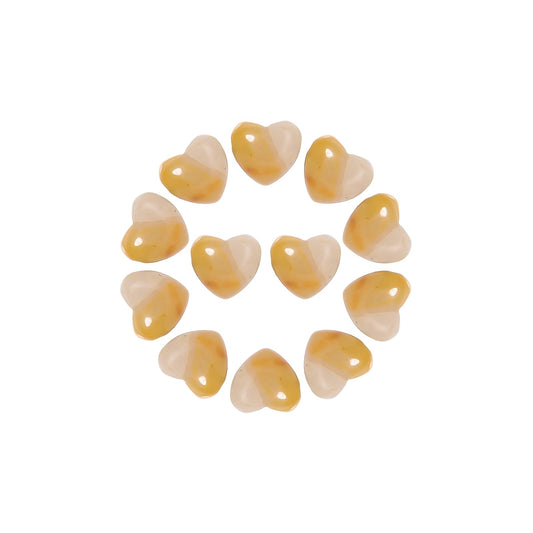 Yochus 5pcs Yellow Jade Natural Heart Stone Beads，12mm Healing Energy Gemstone for Jewelry Making Earring Necklace DIY
