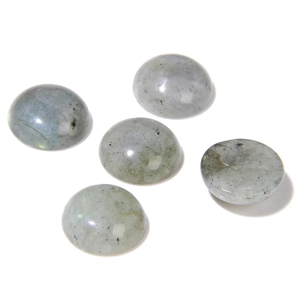 20pcs 4mm Natural Stone No Hole White Labradorite Semicircle Smooth Cabochons Beads Healing Chakra Crystal Stone Bead for Jewelry Making Rings Earrings Necklace Bracelet DIY Crafts