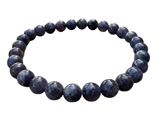GAF TREASURES Iolite Crystal Bead Bracelet 5-9mm, Genuine Iolite Stretch Gemstone Bracelet, Healing Crystal Bracelet, Gift for Men & Women (1)