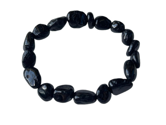 GAF TREASURES Black Tourmaline Crystal Nugget Bracelet, Genuine Black Tourmaline Tumbled Gemstone Bracelet, Healing Crystal Bracelet, Gift for Men & Women (1)