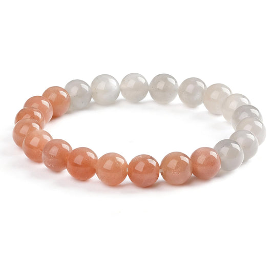 Atminafays 8MM Healing Crystal Bracelet - Sunstone & Moonstone | Natural Stone Balancing Energy Jewelry, Adjustable 6.5-8", Spiritual Gift