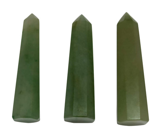 WholesaleGemShop 3 Inch Green Aventurine Gemstones Obelisk Tower Jumbo Facet Aura Rock Crystal Natural Polished Earth Wand Spirit