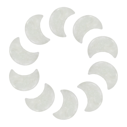 MECCANIXITY 10 Pcs Moon Crystal Worry Stone, 1.2 Inch Length Natural Serpentine Jade Moon Gemstone Bulk, Carved Pocket Stones for Meditation Balancing Pendant Decor