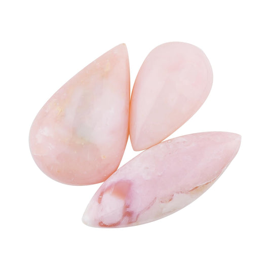 ColouredRocks (3pcs. PINK OPAL, Mix Shape, Natural Cabochon Crystals, Loose Gemstone, Wholesale Polished Supply, Jewelry Making, DIY Craft, Gem Collection (20-30mm free size)