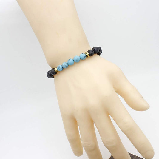 COLORFUL BLING Adjustable Bracelet 8mm Lava Rock Bracelet Bead Chakra Bracelet 7 Chakras Healing Bracelet Yoga Stone Beads Bracelets Healing Therapy Bangle for Women Men - Turquoise