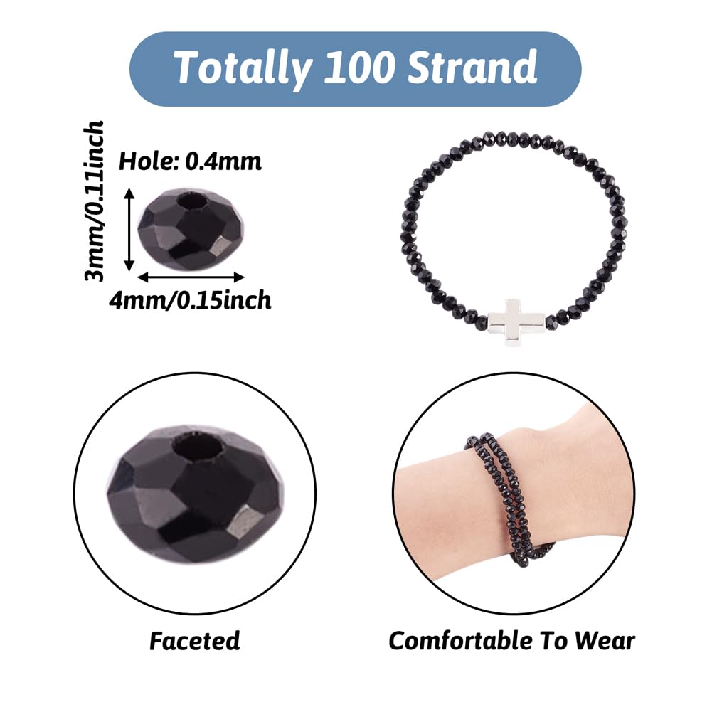 10 Strands Briolette Crystal Glass Beads 4x3mm Faceted Rondelle Opaque Glass Tiny Loose Spacer Beads 1300pcs for Bracelets Jewelry Making
