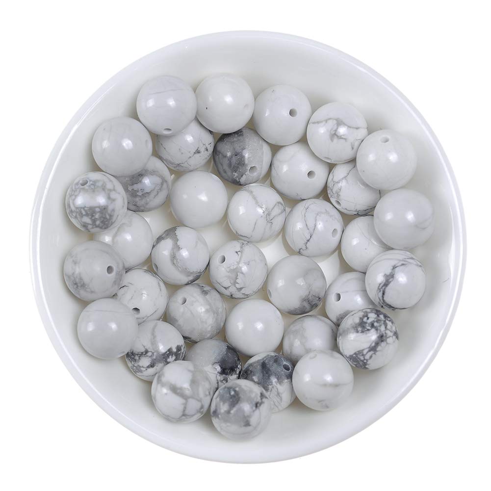 Natural Stone Beads 2mm White Howlite Gemstone Round Loose Beads Crystal Energy Stone Healing Power for Jewelry Making DIY,1 Strand 15"