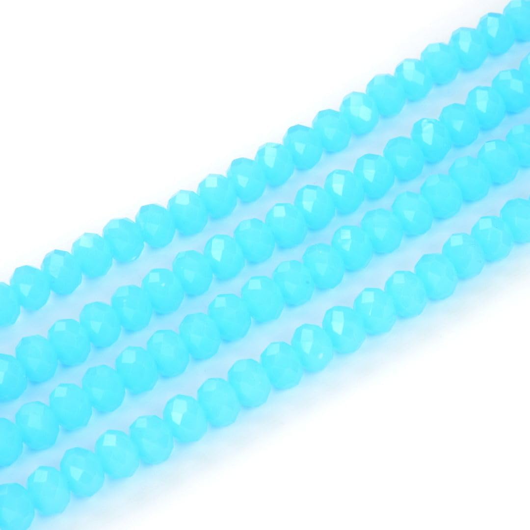 1000pcs Czech Faceted Rondelle Crystal Glass Loose Beads 6mm Spacer Bulk Blue Turquoise Opal for DIY Craft Jewelry Making CCR631