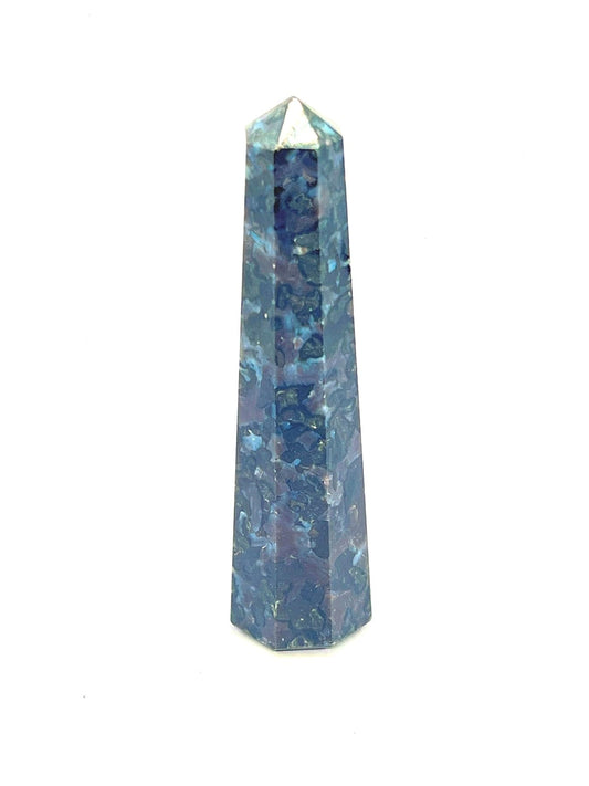 WholesaleGemShop 3 Inch Gemstones INDIGO GABBRO Obelisk Tower Jumbo Facet Aura Rock Crystal Natural Polished Earth Wand Spirit