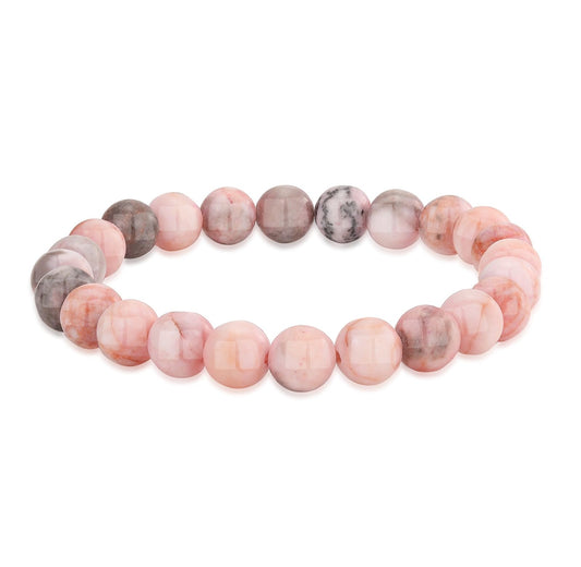 Crystal Vibe Pink Zebra Jasper Bracelet for Balance and Harmony - 8mm Beaded Bracelet for Women Men - Healing Crystal Bracelet - Elastic Adjustable Size