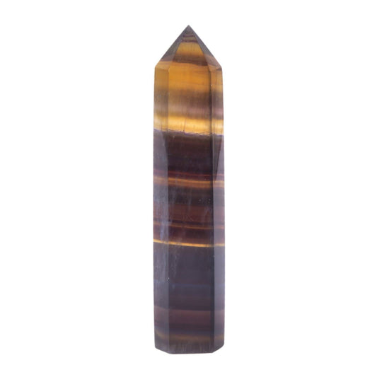 Large Yellow Fluorite Gemstone Crystal Hexagonal Pointed Tower Reiki Chakra Faceted Prism Wand Stone Home Decor