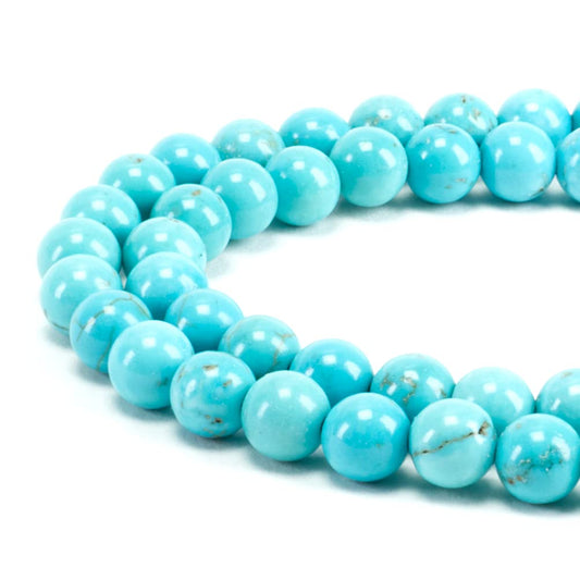 Cherry Tree Collection | 100PCS 6mm Turquoise Howlite Gemstone Round Beads for Jewelry Making | Includes Storage Box, Elastic String, and Needles