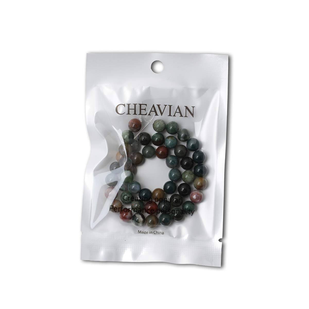 CHEAVIAN 45PCS 8mm Natural Indian Agate Gemstone Round Loose Beads for Jewelry Making DIY 1 Strand 15"