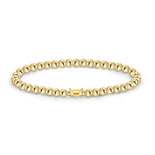 Free bird November Birthstone Bracelet Citrine Bracelet 14K Gold Plated Stretch Birthstone Beaded Bracelet with Yellow Topaz Stone Gold Bracelet Jewelry for Women