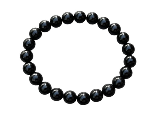 GAF TREASURES Black Obsidian Crystal Bead Bracelet 8mm, Genuine Black Obsidian Stretch Gemstone Bracelet, Healing Crystal Bracelet, Gift for Men & Women (1)