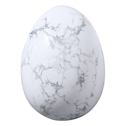 favoramulet Polished Stone Egg for Easter Day, Palm/Pocket/Worry Enegry Healing Crystal Display Sphere Figurine Fengshui, White Howlite Turquoise 1.8" x 1.3"