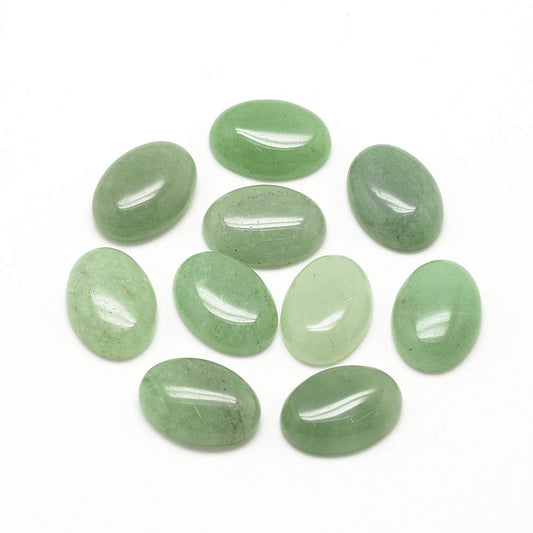 Fashewelry 50Pcs Natural Oval Green Aventurine Flat back Gemstone Cabochons 14x10mm Healing Chakra Crystal Stone Bead Cab Covers No Hole for Jewelry Craft Making