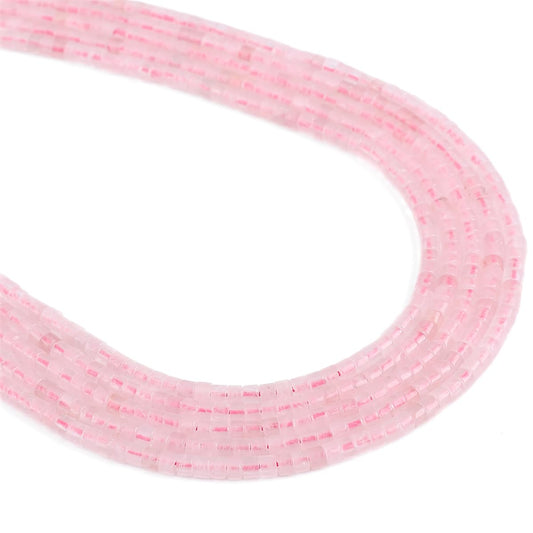BEADIA Natural Rose Quartz Spacer Beads Caps Flat Round Loose Beads for Beading Jewelry Making 3mmx2mm 38cm