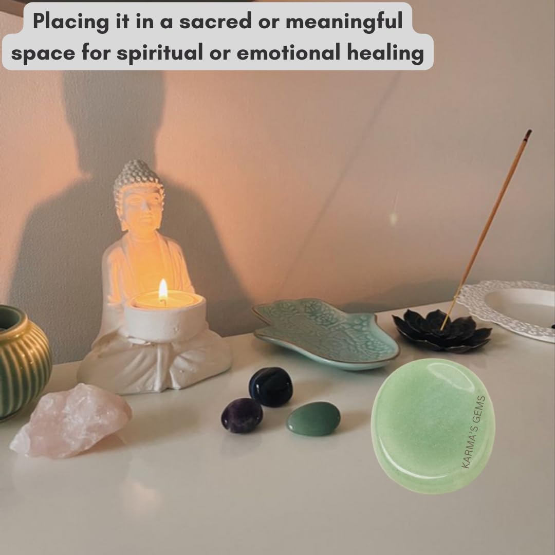 Green Aventurine - Rubbing Natural Thumb Worry Stone - Hold in Your Hand for Relaxation or Anxiety Relief - Enhance Meditation, Aid in Healing the Mind, Body and Spirit