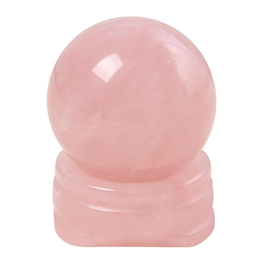 Casaper Natural Rose Quartz Ball with Stone Stand, Healing Crystal Sphere for Home Fengshui Yoga Meditation, Reiki Energy Balancing 1.18”(30mm)