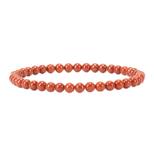 Cherry Tree Collection - Small, Medium, Large Sizes - Gemstone Beaded Bracelets For Women and Men - 4mm Round Beads (Red Jasper, Medium)