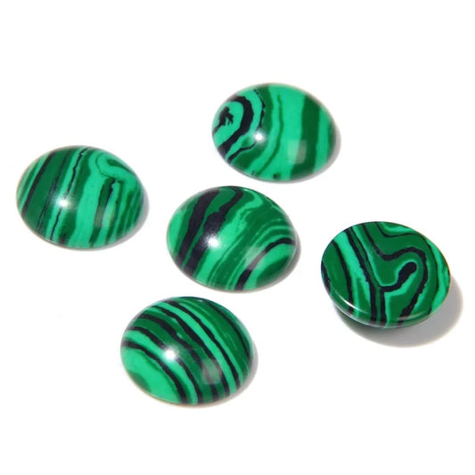 20pcs 6mm Natural Stone No Hole Malachite Semicircle Smooth Cabochons Beads Healing Chakra Crystal Stone Bead for Jewelry Making Rings Earrings Necklace Bracelet DIY Crafts