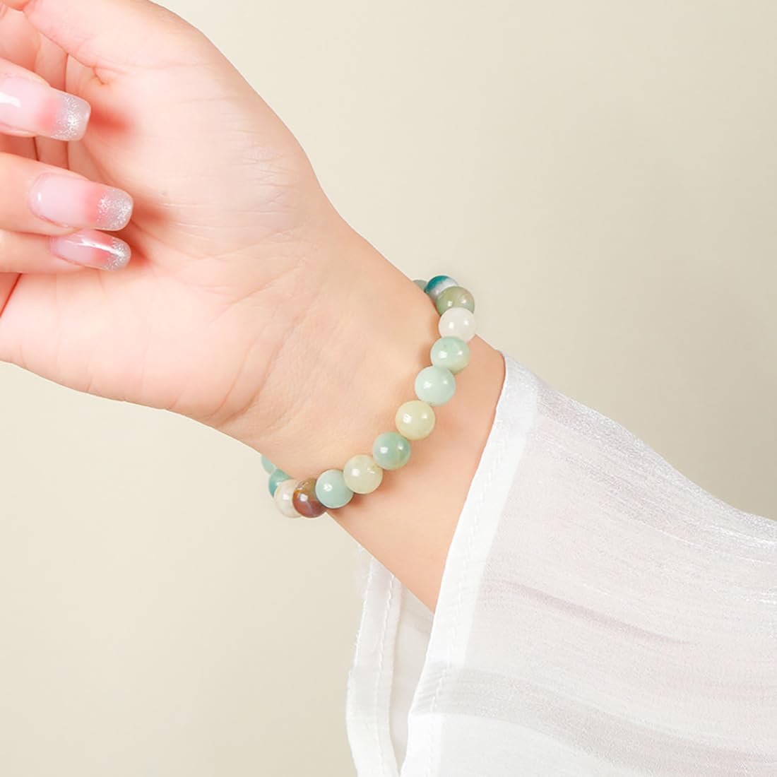 Udolfly Womens Crystal Beaded Bracelets for Women Men Protective Energy Bracelet Natural Gemstone Bead Bracelet 6mm Amazonite