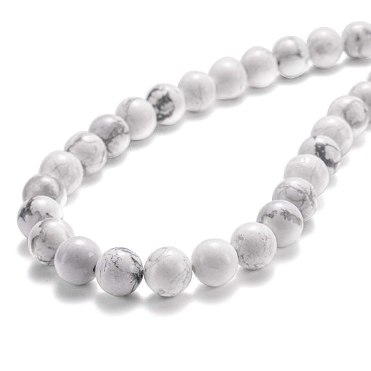 BEADIA Natural White Howlite Stone Round Loose Semi Gemstone Beads for Jewelry Making 8MM 44PCS