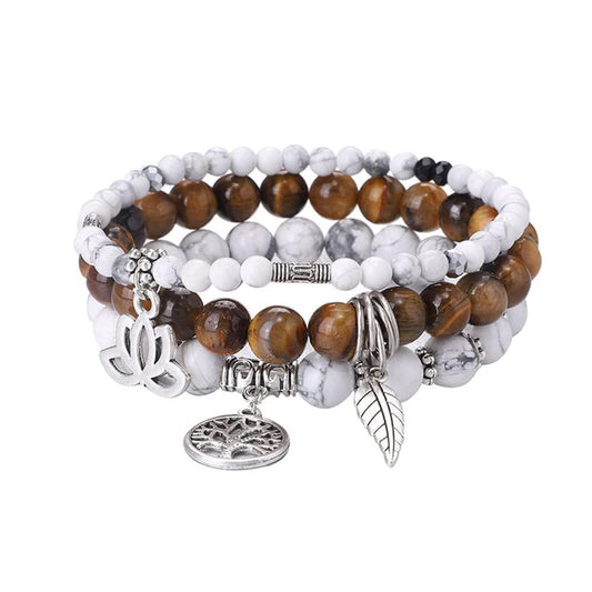 UEUC Tree of Life Yoga Healing Stone Bracelets,Multilayer Lotus Chakra Stone Reiki Bracelet Sets,Anxiety Crystal Natural Stone,for Women Stress Relief(#176)