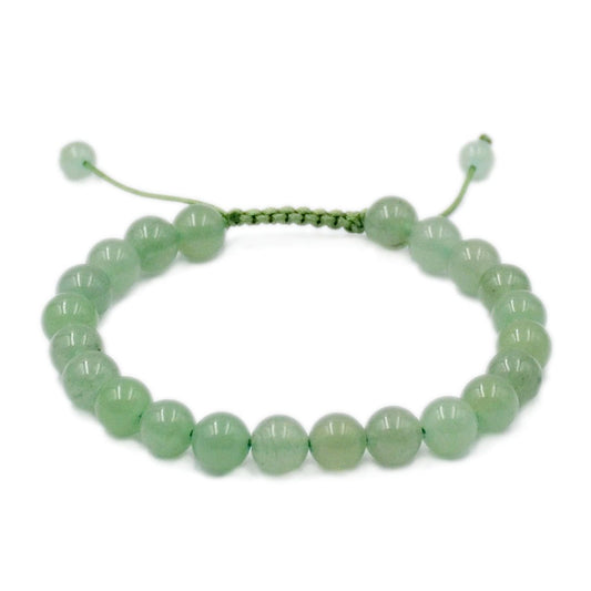 AD Beads Natural 8mm Gemstone Bracelets Healing Power Crystal Macrame Adjustable 7-9 Inch (Green Aventurine)