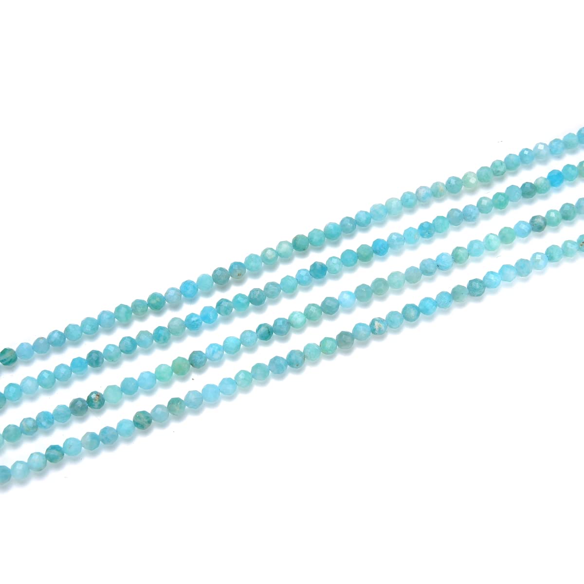 Adabele 15 Inch Natural Blue Amazonite Healing Gemstone 3mm (0.12 Inch) Tiny Small Faceted Round Loose Beads Stone Spacer (125-135pcs) for Craft Jewelry Making GK3-9