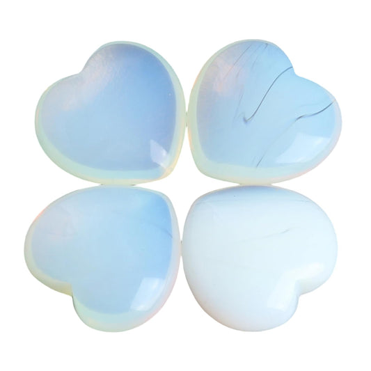 Loveliome 4 Pcs Synthetic Opalite Love Heart Palm Stone Reiki Balancing Worry Stone(1 Inch)