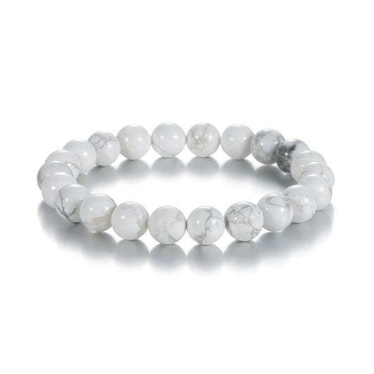 Udolfly Womens Crystal Beaded Bracelets for Women Men Protective Energy Bracelet Natural Gemstone Bead Bracelet 8mm Howlite