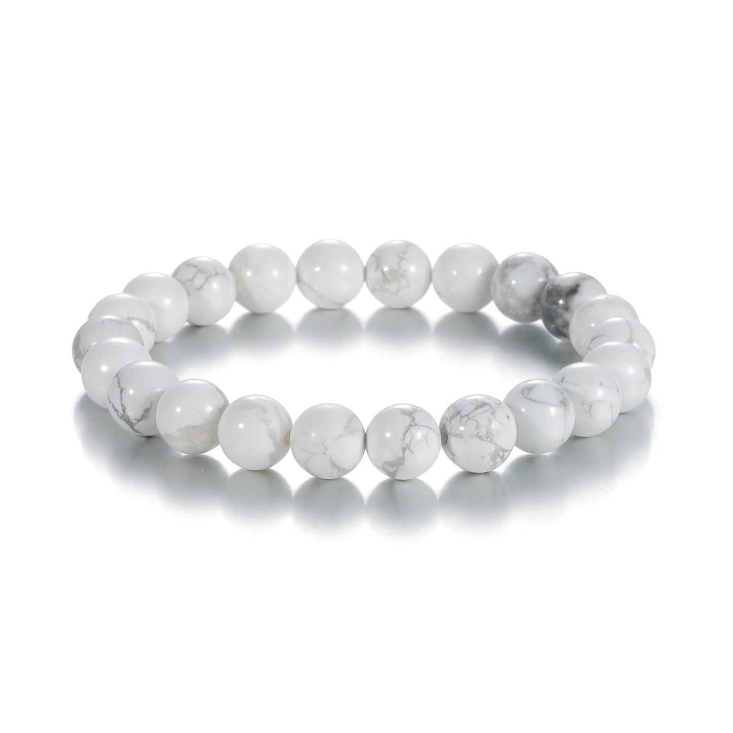 Udolfly Womens Crystal Beaded Bracelets for Women Men Protective Energy Bracelet Natural Gemstone Bead Bracelet 4mm Howlite